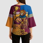 Brisbane Pride Lions and Broncos Kimono Sleeve Blouse - Aussie Hoodie