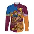 Brisbane Pride Lions and Broncos Long Sleeve Button Shirt - Aussie Hoodie