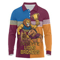 Brisbane Pride Lions and Broncos Long Sleeve Polo Shirt - Aussie Hoodie
