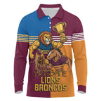 Brisbane Pride Lions and Broncos Long Sleeve Polo Shirt - Aussie Hoodie