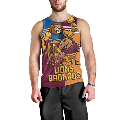 Brisbane Pride Lions and Broncos Men Tank Top - Aussie Hoodie