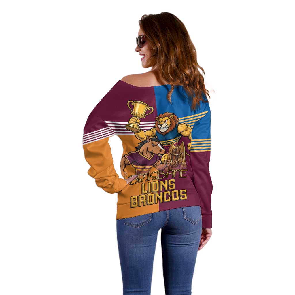 Brisbane Pride Lions and Broncos Off Shoulder Sweater - Aussie Hoodie