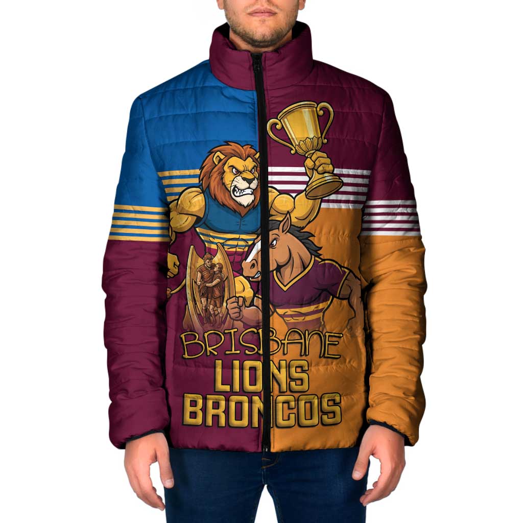 Brisbane Pride Lions and Broncos Padded Jacket - Aussie Hoodie