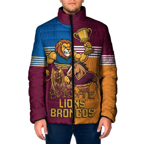 Brisbane Pride Lions and Broncos Padded Jacket - Aussie Hoodie