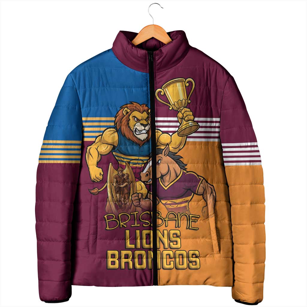 Brisbane Pride Lions and Broncos Padded Jacket - Aussie Hoodie