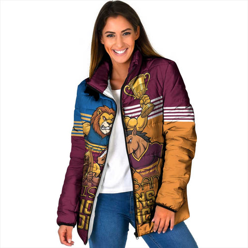 Brisbane Pride Lions and Broncos Padded Jacket - Aussie Hoodie