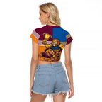 Brisbane Pride Lions and Broncos Raglan Cropped T Shirt - Aussie Hoodie