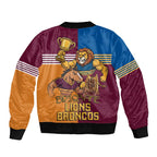 Brisbane Pride Lions and Broncos Sleeve Zip Bomber Jacket - Aussie Hoodie