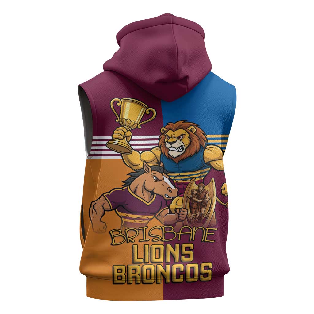 Brisbane Pride Lions and Broncos Sleeveless Hoodie - Aussie Hoodie