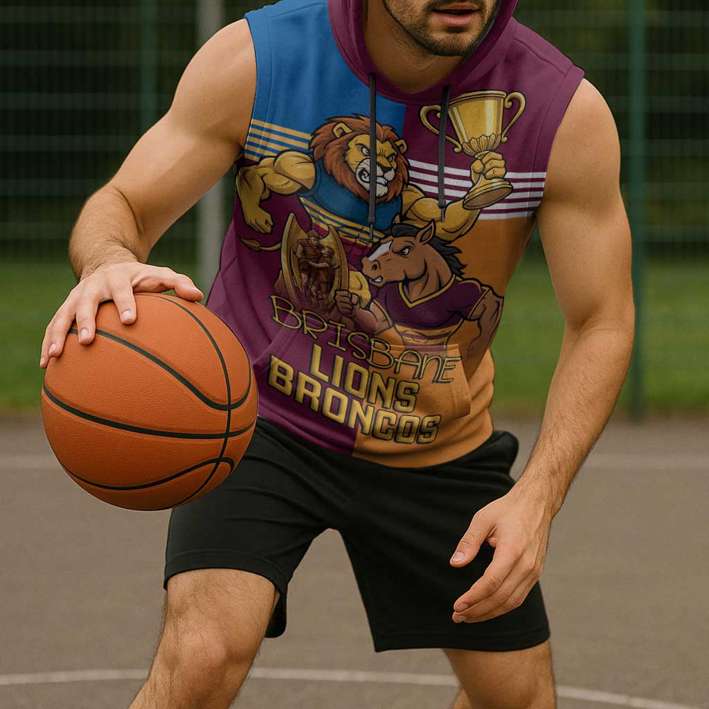 Brisbane Pride Lions and Broncos Sleeveless Hoodie - Aussie Hoodie