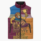 Brisbane Pride Lions and Broncos Sleeveless Puffer Jacket - Aussie Hoodie