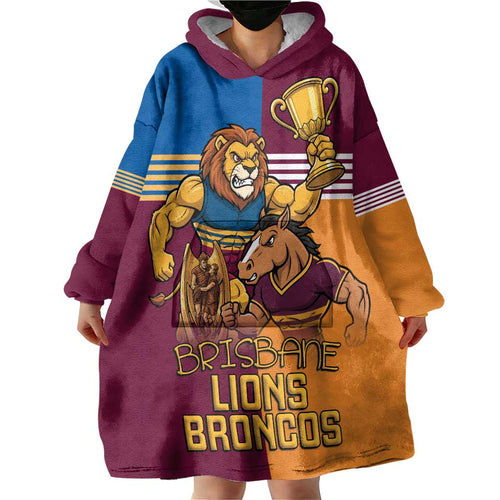 Brisbane Pride Lions and Broncos Wearable Blanket Hoodie - Aussie Hoodie