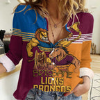 Brisbane Pride Lions and Broncos Women Casual Shirt - Aussie Hoodie