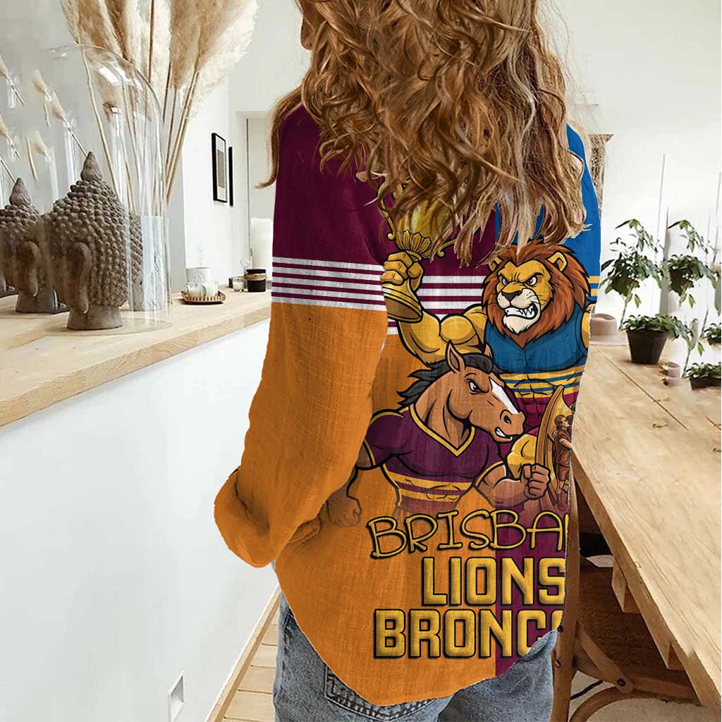 Brisbane Pride Lions and Broncos Women Casual Shirt - Aussie Hoodie