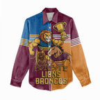 Brisbane Pride Lions and Broncos Women Casual Shirt - Aussie Hoodie