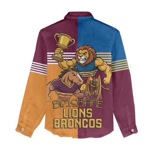 Brisbane Pride Lions and Broncos Women Casual Shirt - Aussie Hoodie