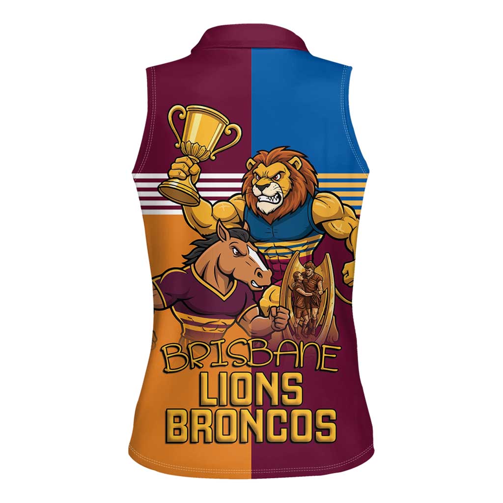 Brisbane Pride Lions and Broncos Women Sleeveless Polo Shirt - Aussie Hoodie