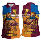 Brisbane Pride Lions and Broncos Women Sleeveless Polo Shirt - Aussie Hoodie