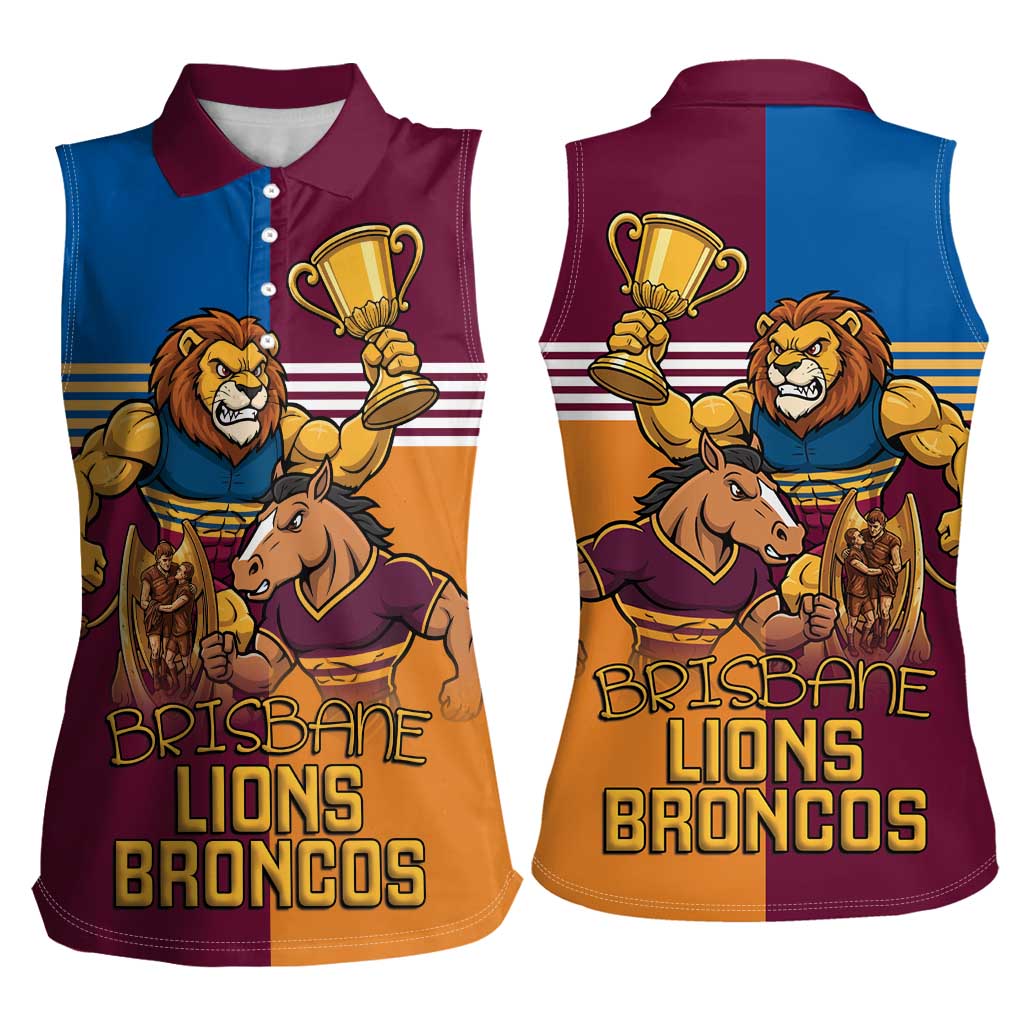 Brisbane Pride Lions and Broncos Women Sleeveless Polo Shirt - Aussie Hoodie
