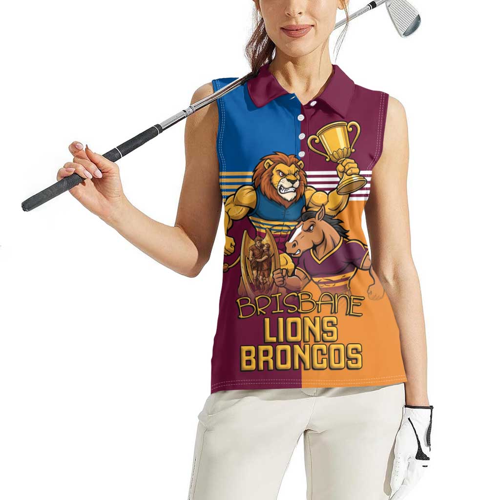 Brisbane Pride Lions and Broncos Women Sleeveless Polo Shirt - Aussie Hoodie