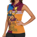 Brisbane Pride Lions and Broncos Women Sleeveless Polo Shirt - Aussie Hoodie