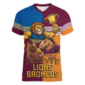 Brisbane Pride Lions and Broncos Women V-Neck T-Shirt - Aussie Hoodie