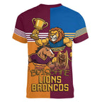 Brisbane Pride Lions and Broncos Women V-Neck T-Shirt - Aussie Hoodie