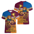 Brisbane Pride Lions and Broncos Women V-Neck T-Shirt - Aussie Hoodie