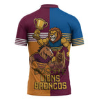 Brisbane Pride Lions and Broncos Zipper Polo Shirt - Aussie Hoodie