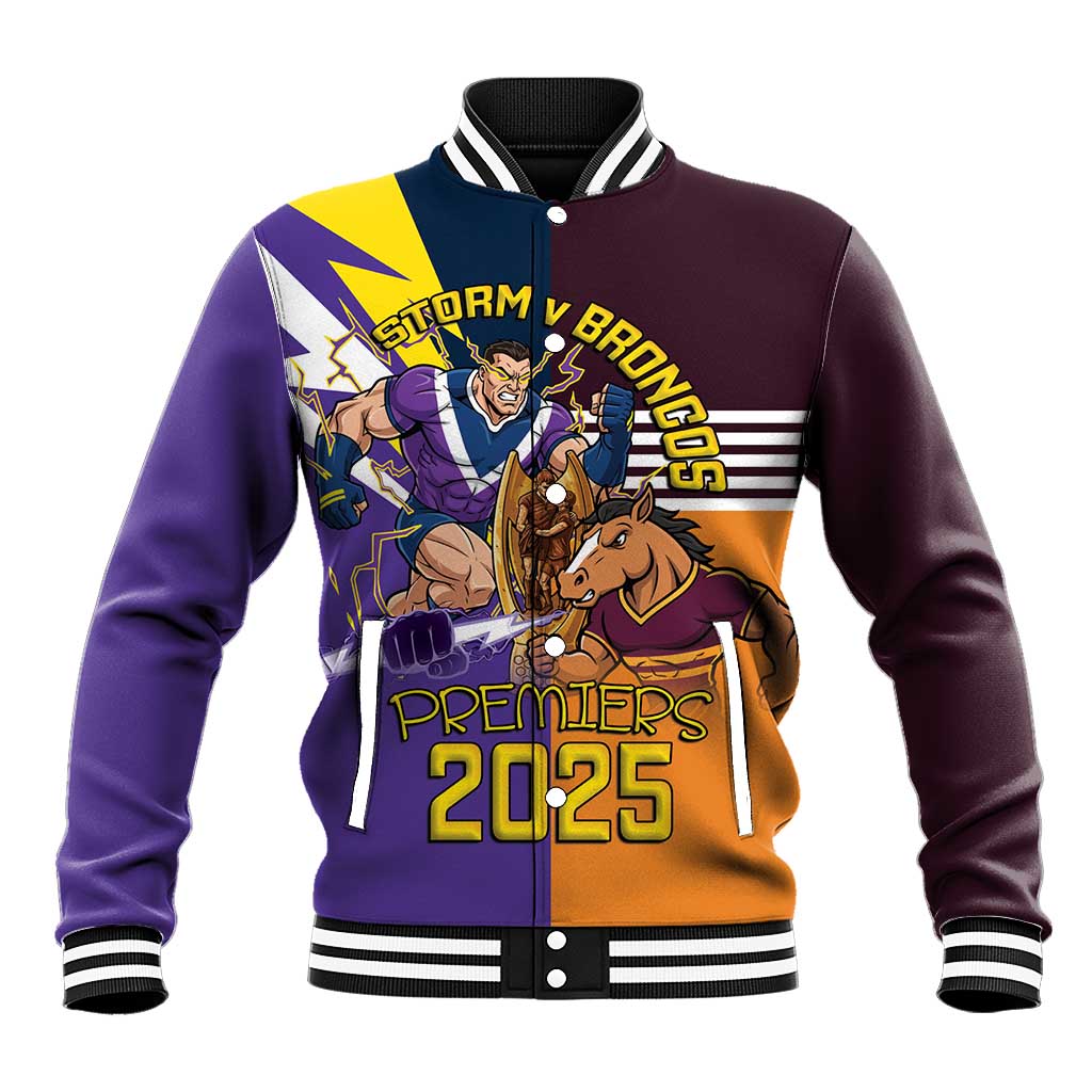Personalised Rugby Storm vs Broncos Baseball Jacket Clash for the Crown - Aussie Hoodie