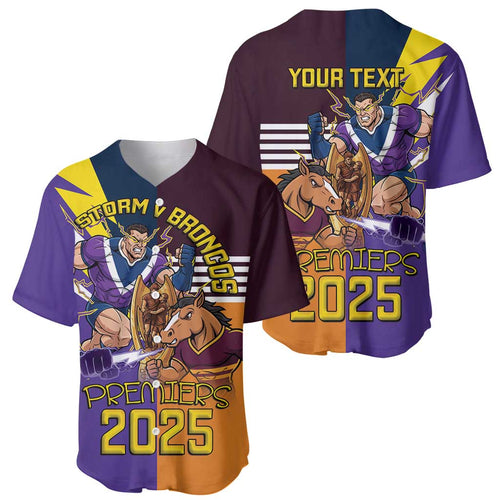 Personalised Rugby Storm vs Broncos Baseball Jersey Clash for the Crown - Aussie Hoodie