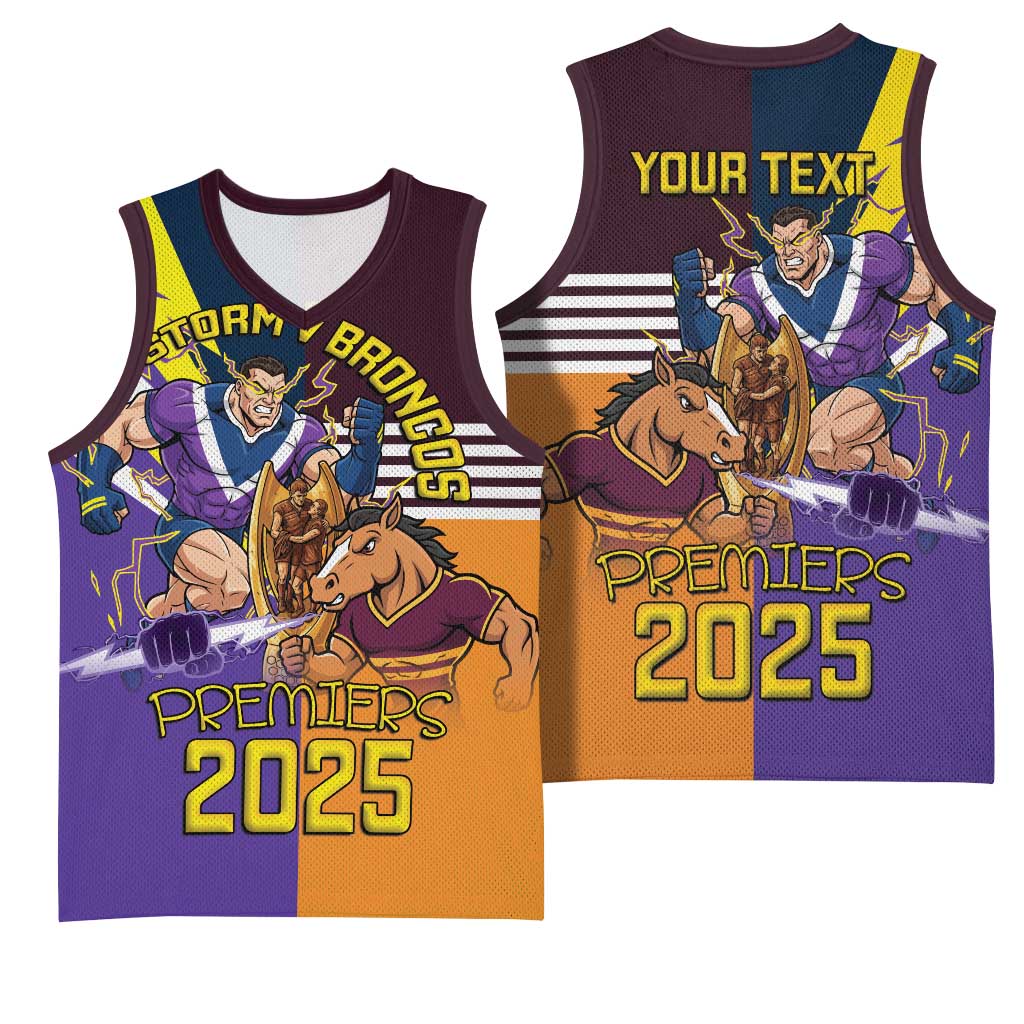Personalised Rugby Storm vs Broncos Basketball Jersey Clash for the Crown - Aussie Hoodie