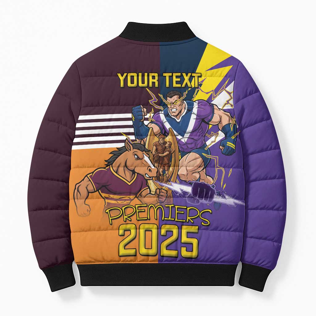 Personalised Rugby Storm vs Broncos Bomber Puffer Jacket Clash for the Crown - Aussie Hoodie