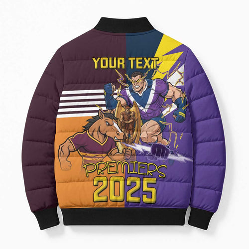 Personalised Rugby Storm vs Broncos Bomber Puffer Jacket Clash for the Crown - Aussie Hoodie