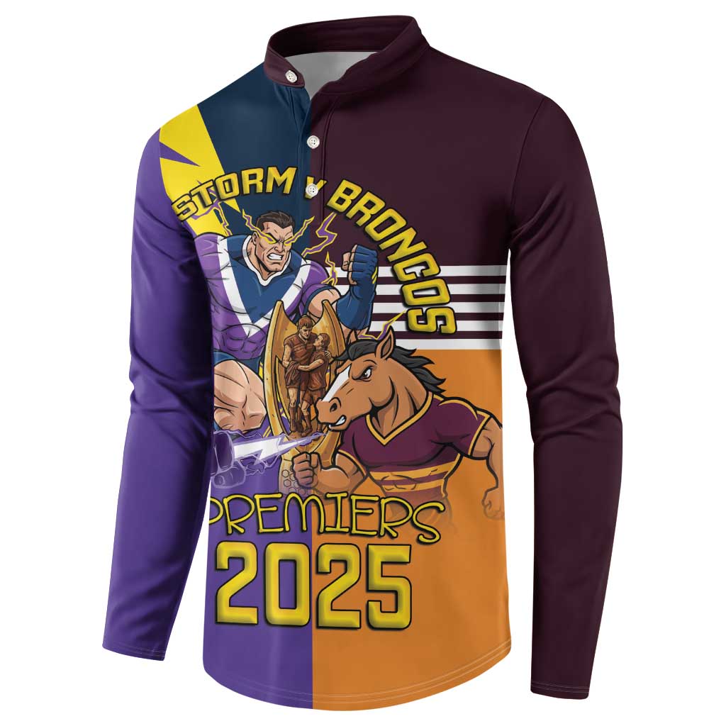 Personalised Rugby Storm vs Broncos Button Sweatshirt Clash for the Crown - Aussie Hoodie