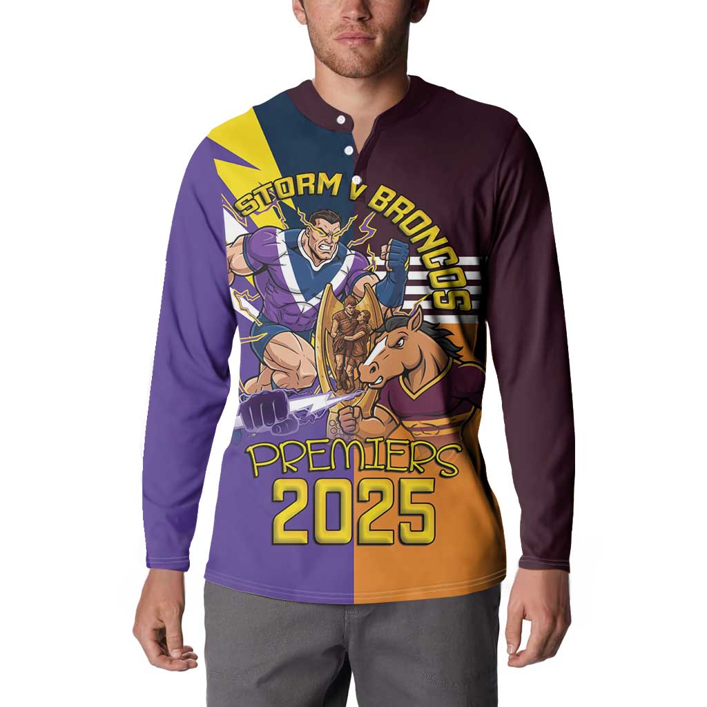 Personalised Rugby Storm vs Broncos Button Sweatshirt Clash for the Crown - Aussie Hoodie