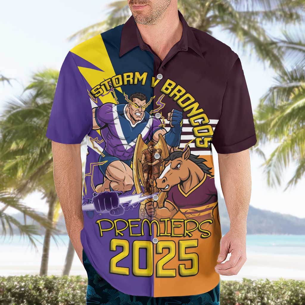 Personalised Rugby Storm vs Broncos Hawaiian Shirt Clash for the Crown - Aussie Hoodie