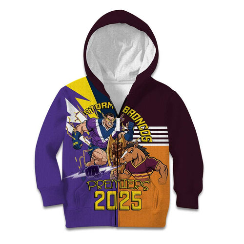 Personalised Rugby Storm vs Broncos Kid Hoodie Clash for the Crown - Aussie Hoodie