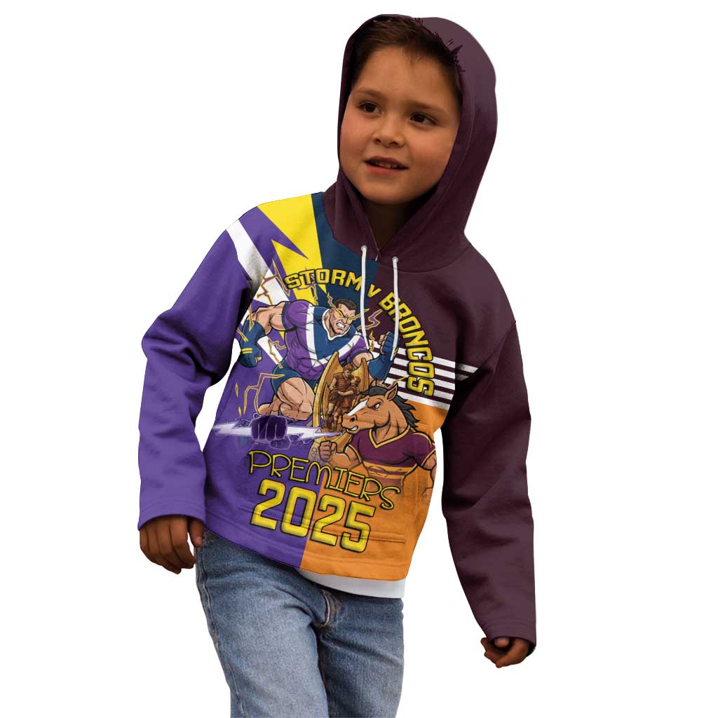 Personalised Rugby Storm vs Broncos Kid Hoodie Clash for the Crown - Aussie Hoodie
