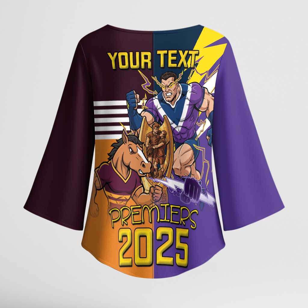 Personalised Rugby Storm vs Broncos Kimono Sleeve Blouse Clash for the Crown - Aussie Hoodie