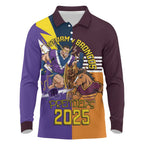 Personalised Rugby Storm vs Broncos Long Sleeve Polo Shirt Clash for the Crown - Aussie Hoodie