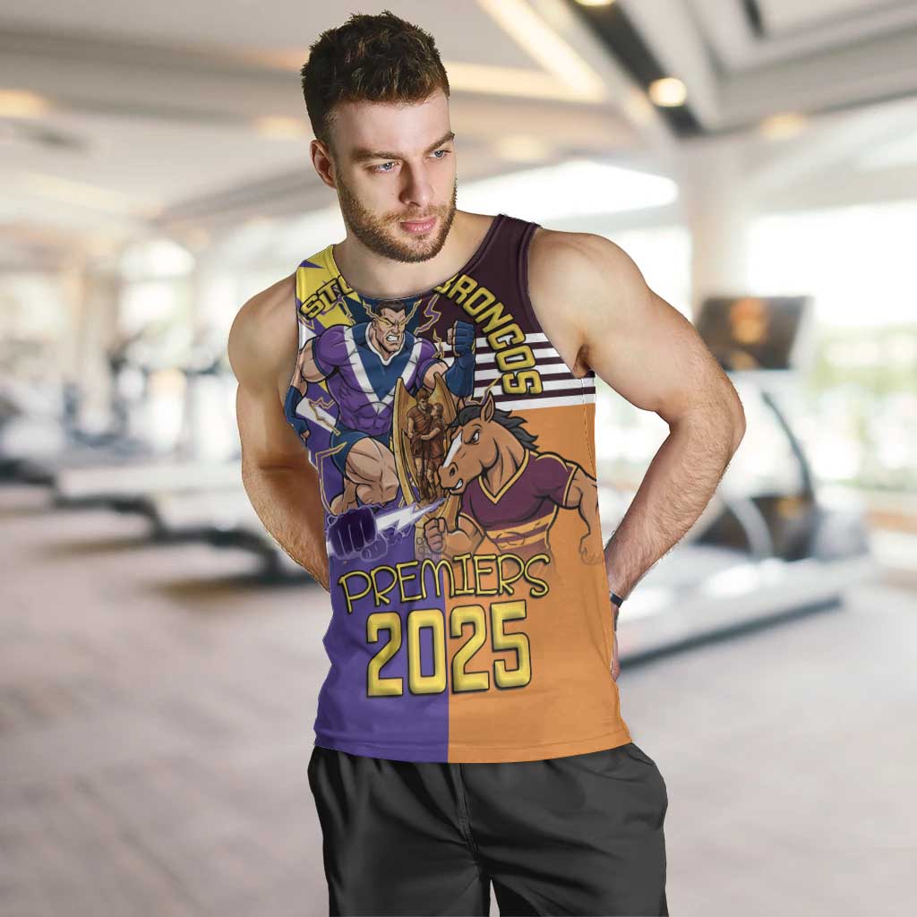 Personalised Rugby Storm vs Broncos Men Tank Top Clash for the Crown - Aussie Hoodie