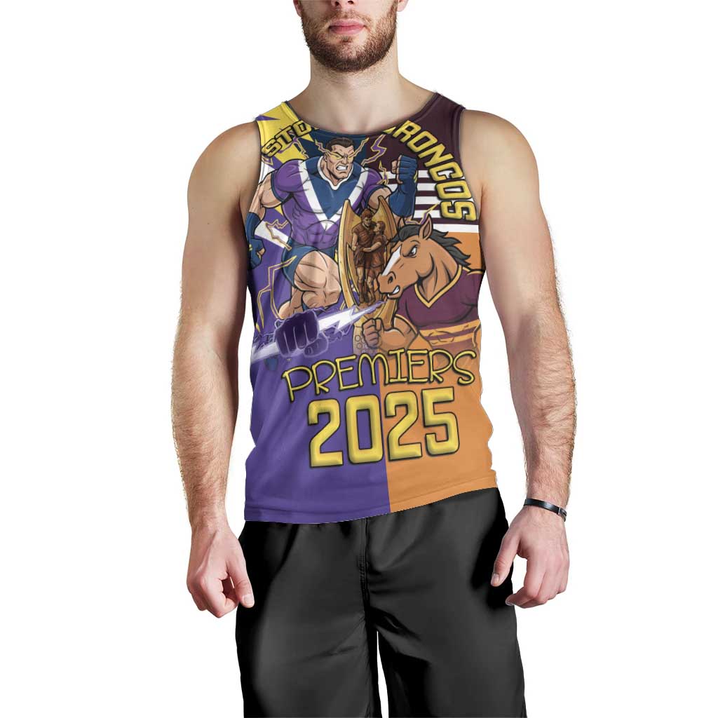 Personalised Rugby Storm vs Broncos Men Tank Top Clash for the Crown - Aussie Hoodie