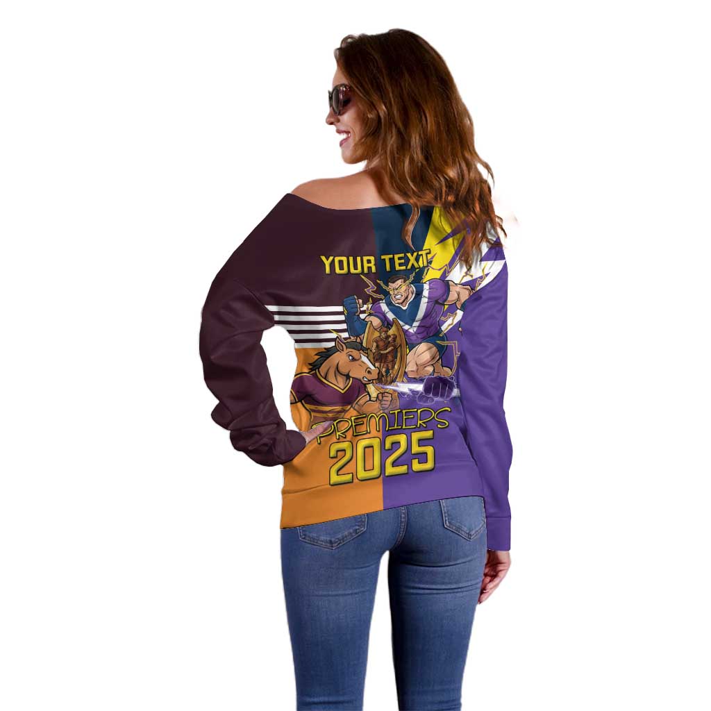 Personalised Rugby Storm vs Broncos Off Shoulder Sweater Clash for the Crown - Aussie Hoodie