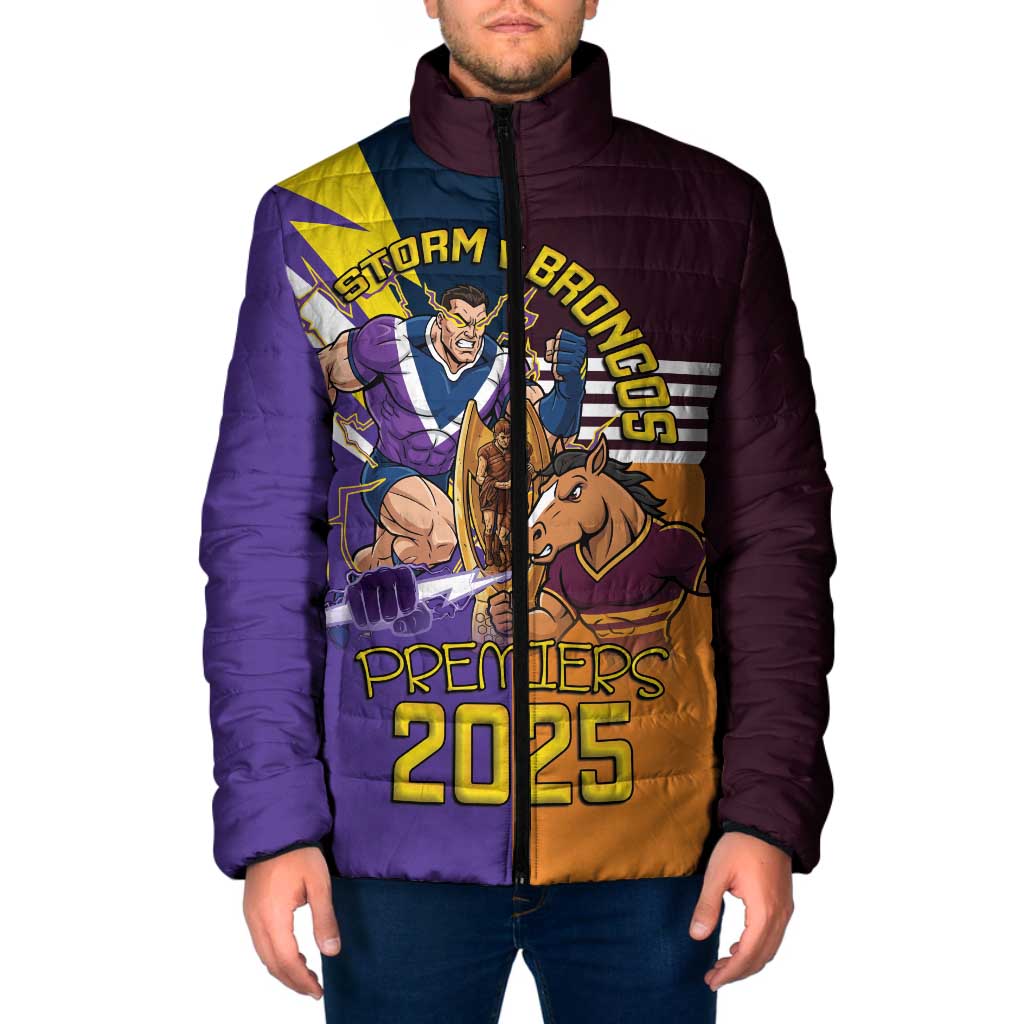 Personalised Rugby Storm vs Broncos Padded Jacket Clash for the Crown - Aussie Hoodie