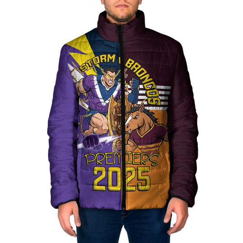 Personalised Rugby Storm vs Broncos Padded Jacket Clash for the Crown - Aussie Hoodie