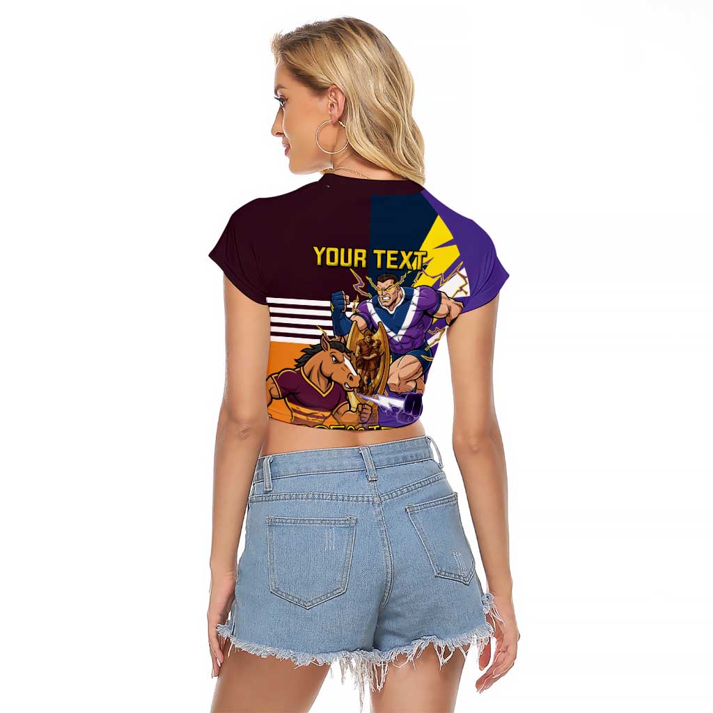Personalised Rugby Storm vs Broncos Raglan Cropped T Shirt Clash for the Crown - Aussie Hoodie