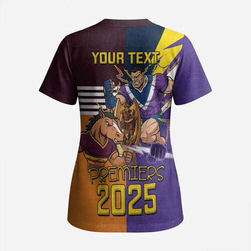 Personalised Rugby Storm vs Broncos Scrub Top Clash for the Crown - Aussie Hoodie