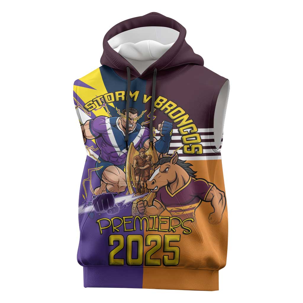 Personalised Rugby Storm vs Broncos Sleeveless Hoodie Clash for the Crown - Aussie Hoodie
