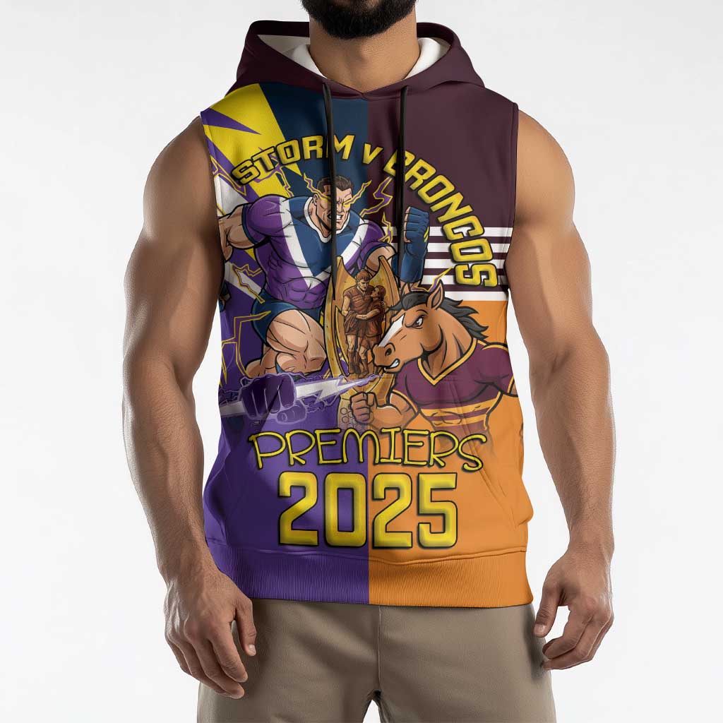 Personalised Rugby Storm vs Broncos Sleeveless Hoodie Clash for the Crown - Aussie Hoodie